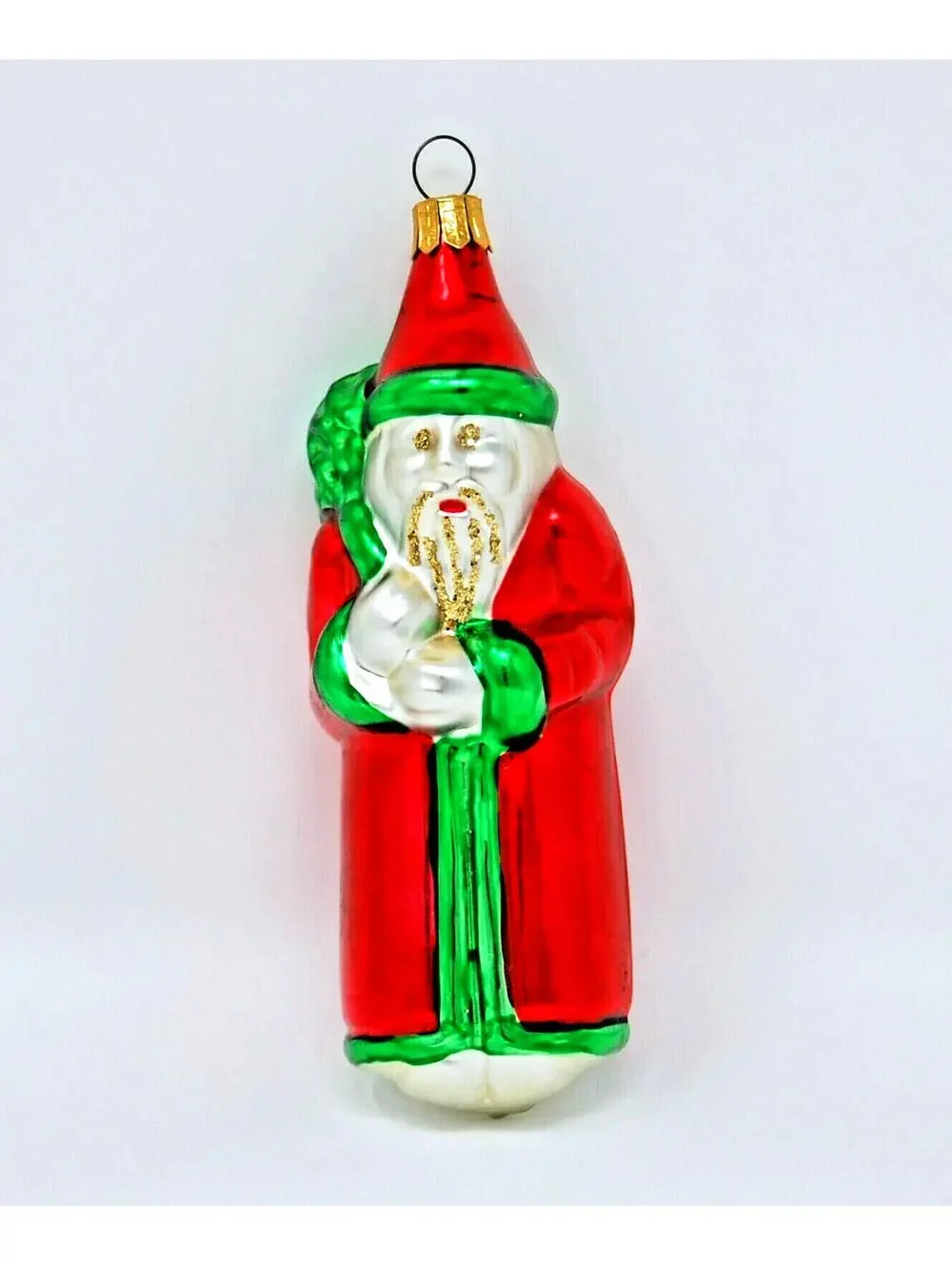 Pier 1 Mercury Glass Old World Santa Shaped Christmas Ornament Vintage